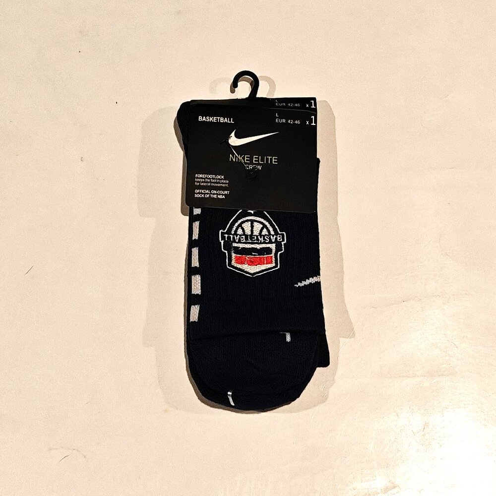 Nike USA Elite Basketball Socks Blue/White Crew Adult Size Large (8-12) (42-46)